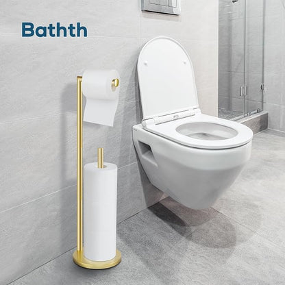 Toilet Paper Holder Stand,Toilet Paper Holder Free Standing,Gold Toilet Stand Holder for 4 Rolls,Toilet Paper Storage by Bathth