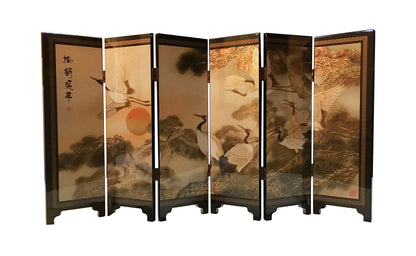 APERFECT Decorations for The Home, 6 Panel Divider, Mini Folding Screen, Chinese Lacquerware, Mini Desktop Folding Screen, Feng Shui Ornaments, Oriental Gift, Business Gift