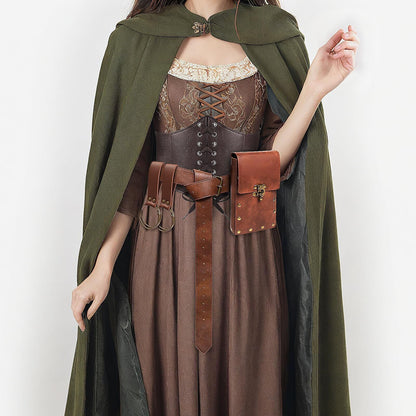 KOTORA Renaissance Costume Sets Corset Waistband Belt Pouch Purse Skirt Hike Steampunk Medieval Halloween Ren Faire Accessories (Brown, S/Waist 25.6"-34")