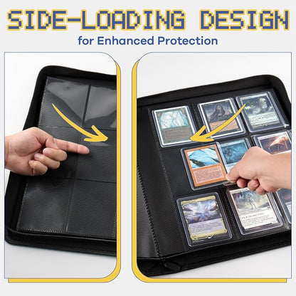 9-Pocket Toploader Binder, Clovecat Premium Card Book， Holds 252 Trading Card with 20 Removable Top-loader Sleeves，PU Card Holder Folders,Card Album for MTG, TCG, Yugioh, Game & Sports Cards(Green)