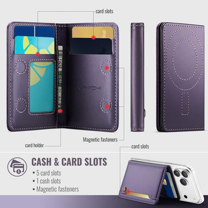 Vinich for MagSafe Wallet Magnetic RFID Blocking Card Holder Compatible with MagSafe Phones and Cases, Strong Magnet Minimalist Phone Wallet for iPhone 17/16/15/14/13/12/ Pro/Max/Plus, Purple