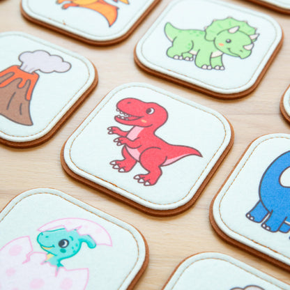 Peapod Play Felt Dinosaur Matching Game for Toddlers – Dino Memory Game & Flash Cards – Soft and Safe for Ages 1+ – Montessori Preschool Learning Activity – Educational Dinosaur Toy for Girls & Boys
