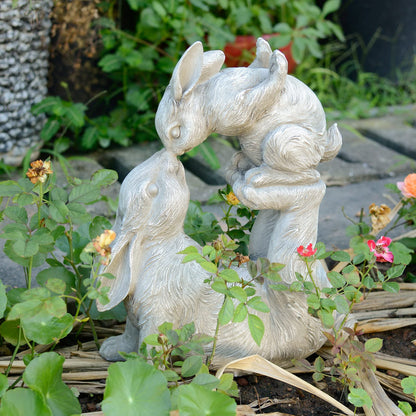 Newman House Studio Garden Statues Kissing Bunny Sulpture - Garden Décor Rabbit Collectible Figurines Yard Decorations Outdoor 11.8" L x 4.8" W x 14.6" H