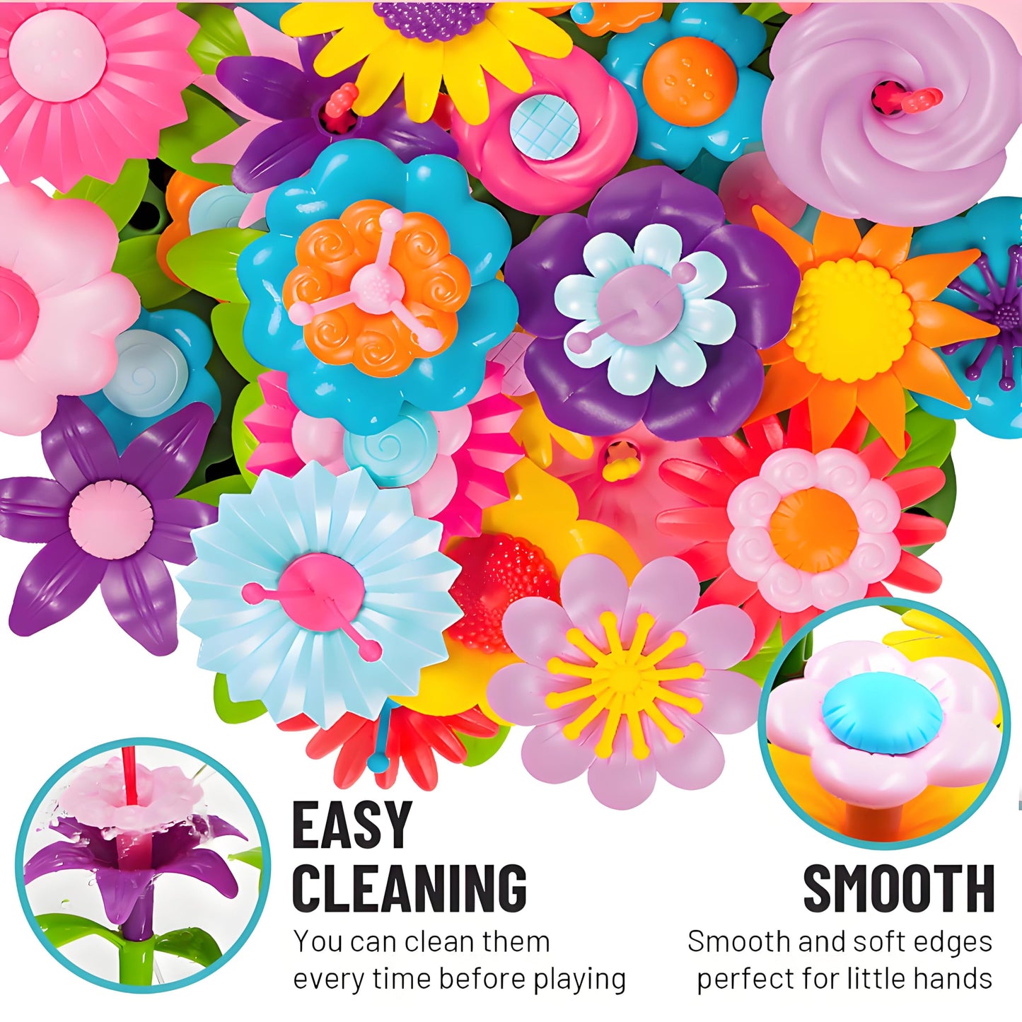 FUNZBO 109pcs Flower Garden Building Toy Set - Spring Toys for 3 4 5 6 7 Years Old Girl, STEM Montessori Educational Toy for Kid Toddler, Sorting & Stacking Building Block Birthday Gift for Girls