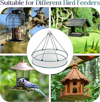 24 Inch Large Bird Seed Catcher Tray for Hanging Bird Feeder Platform, Birds Feeder Trays with Adjustable Hanging Hoop for Outdoor Garden Lawn