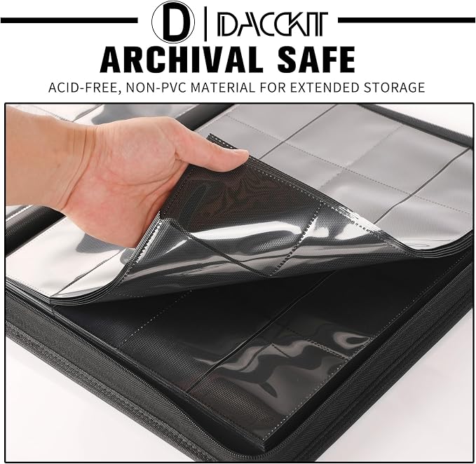 D DACCKIT Card Binder 16 Pocket - Fits 1024 Cards，4X4 Ringless Card Album with Sleeves for Trading Cards & Sports Cards（Model A，Sky Blue）