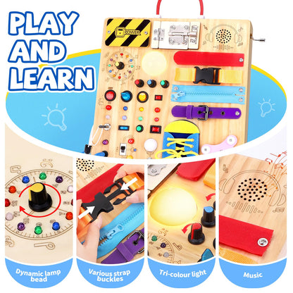 Grarain Busy Board for Toddlers - Montessori Educational Toy for 1-3 Year Old Boys & Girls | Travel-Friendly Sensory Learning Activity | Ideal for Kids with Autism(Busy Board v3)