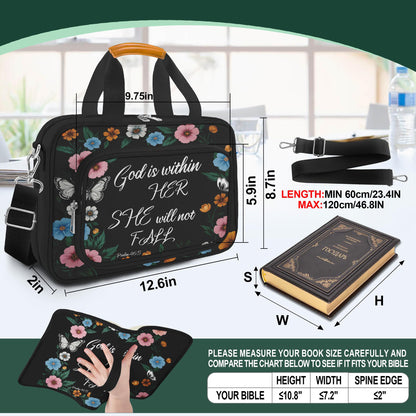Butterfly Floral Bible Cover Case for Women,Large Boho Church Bag,Bible Bags for Women Organizer,Bible Study Supplies Journaling Kit Book Carrying Case with Bible Highlighters Shoulder Strap
