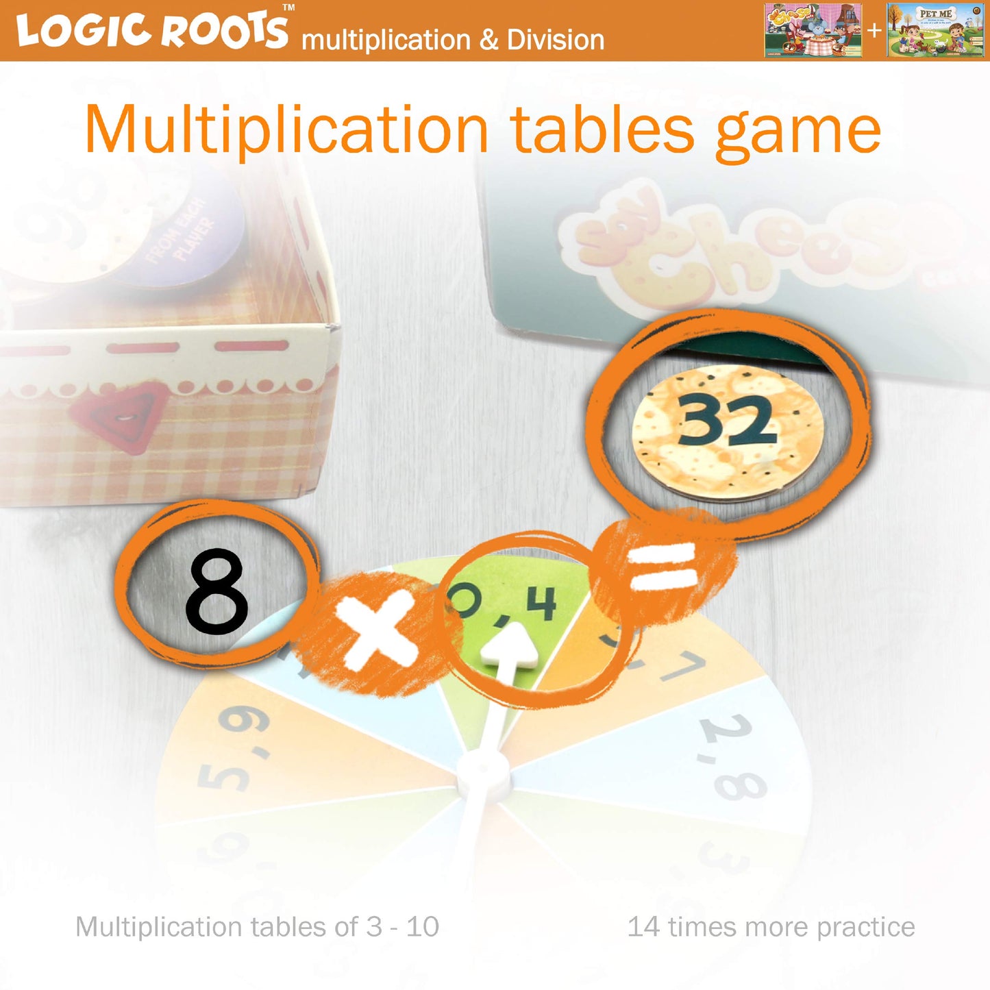 Logic Roots Multiplication and Division Game - Fun Math Board Game, Easy Start STEM Toy, Educational Gift for Kids (Girls & Boys), Homeschoolers, Grade 1 and Up (Pet Me + Say Cheese)