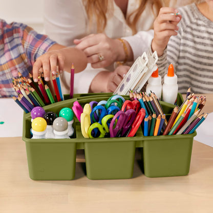ECR4Kids 6-Compartment Large Plastic Caddy, Multipurpose Organization, Earthtone, 6-Pack