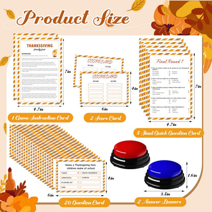 Humyoun Thanksgiving Day Friendly Feud Game with 2 Answer Buzzers, Fall Holiday Feud Cards, Family Game Night Fun Trivia Quiz for Friendsgiving Party Office Adults Class Groups Team Building