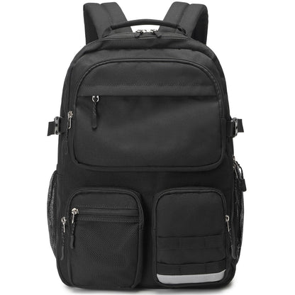 Lohol Water Resistant Backpack with Multifunctional Pockets for Teens, Durable Bookbag fits 15.6 inch Laptop for School Travel College, 25L (Black)