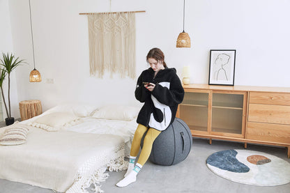 XGYLVFEI 65cm Sitting Ball Chair for Office, Dormitory and Home, Pilates Exercise Yoga Ball with Cover, Lightweight Self-Standing Ergonomic Posture Activated Exercise Ball with Handle