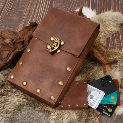 Belt Pouch Waist Bag Fanny Pack Steampunk Phone Holder Medieval Bag Leather Belt Renaissance Cosplay Costume Accessories (1-Brown)