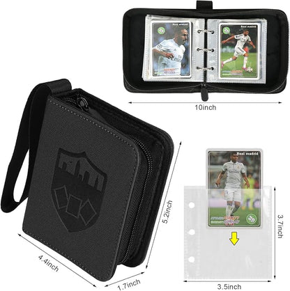 GERMUN Mini Card Binder 1 Pocket, 80 Pockets Trading Card Binder, Premium Small 2 Pocket Trading Card Collection Album Folder with 40 Sleeves Double Sided - Gifts for Kids (Black）