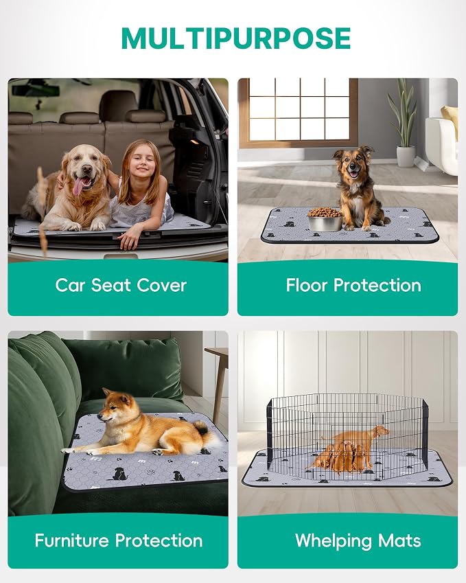 JollyMate 36"x41" Washable Pee Pads for Dogs, Ultra-Absorbent and Leak-Proof Reusable Pee Pads, Non-Slip Reusable Puppy Pads, Waterproof Dog Pee Pads, 2 Pack