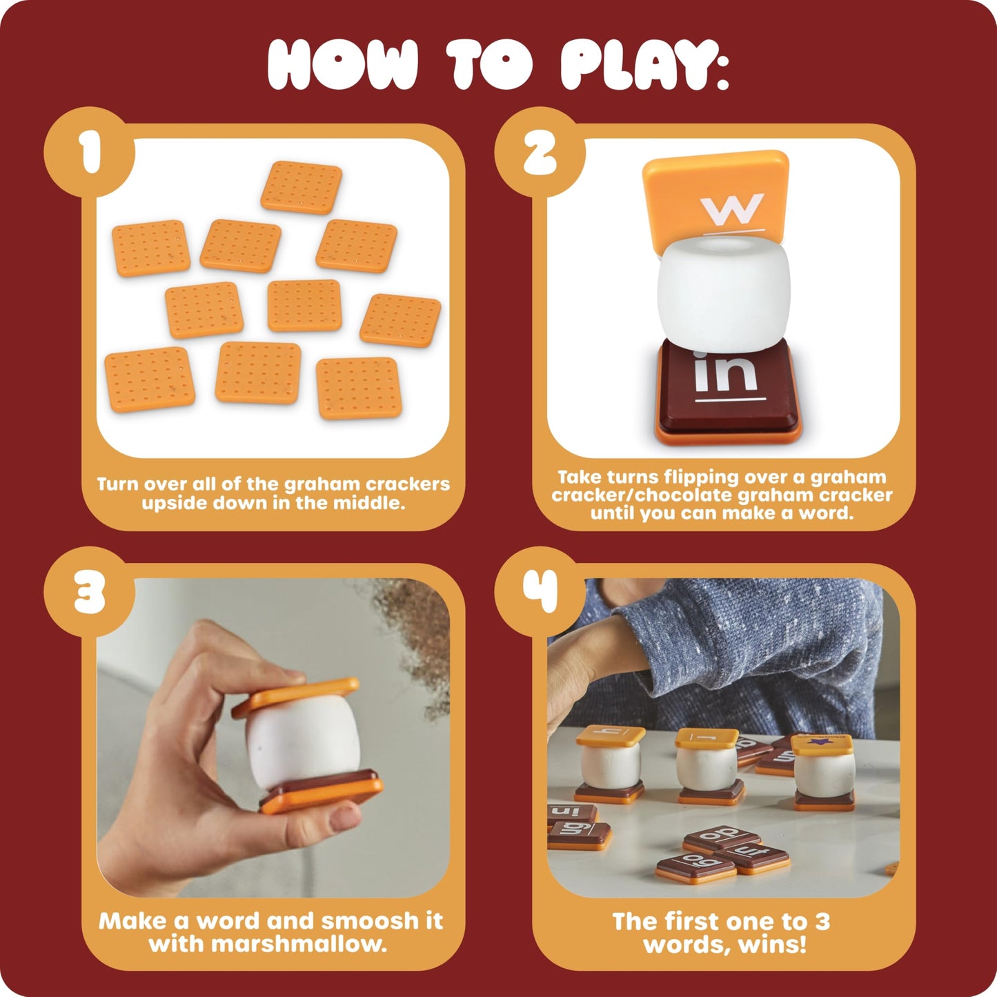 Learning Resources Let's Spell S'mores - Montessori Toys, Kindergarten Learning Activities, Phonemic Awareness Flash Cards, Dyslexia Tools for Kids, Speech Therapy Materials, Learn to Read
