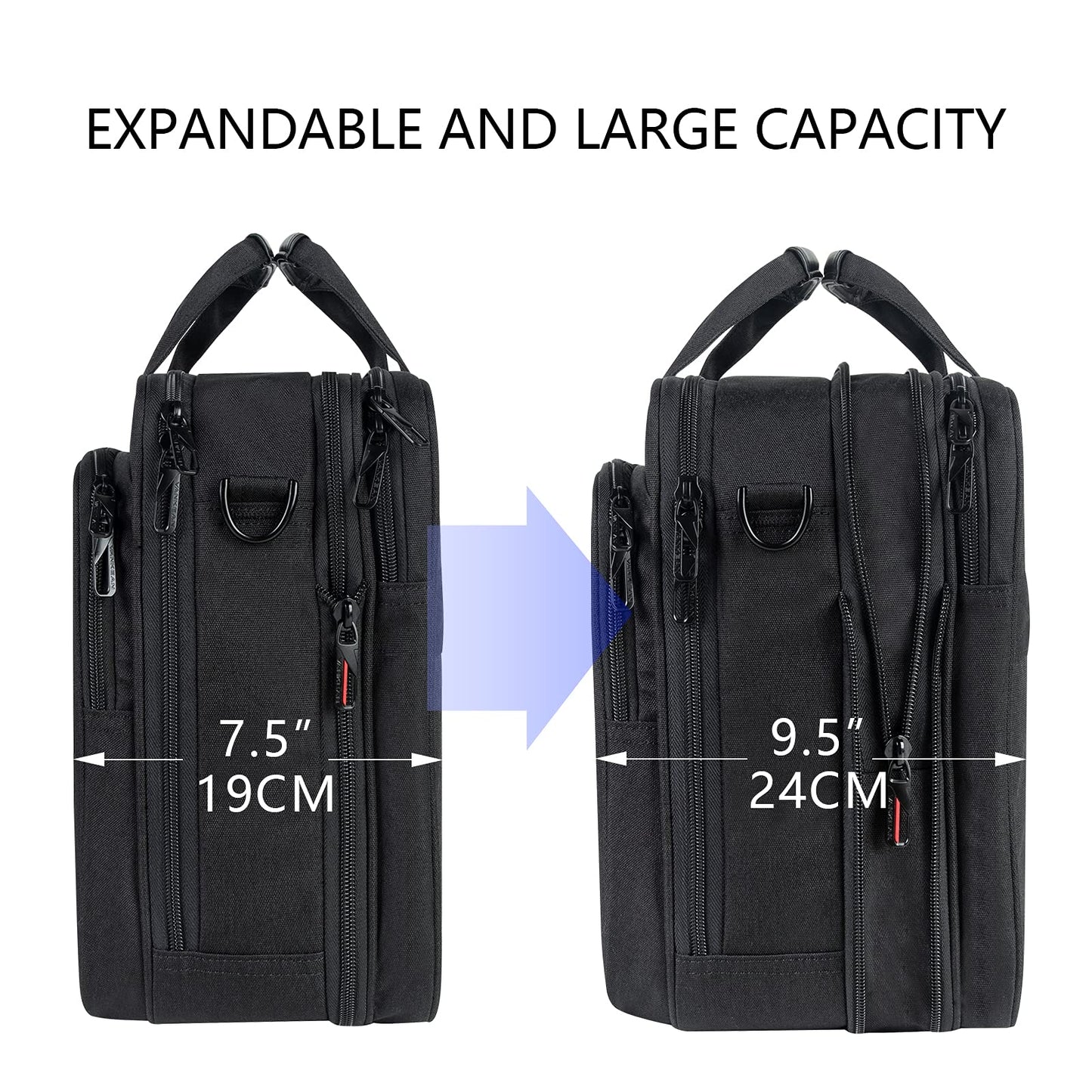 VANKEAN Laptop Briefcase Premium Laptop Case Fits Up to 17.3 Inch Business Shoulder Bag Laptop Expandable Water-Repellent Messenger Bag for Men/ Women Computer Bag for Travel/ Business/ Black