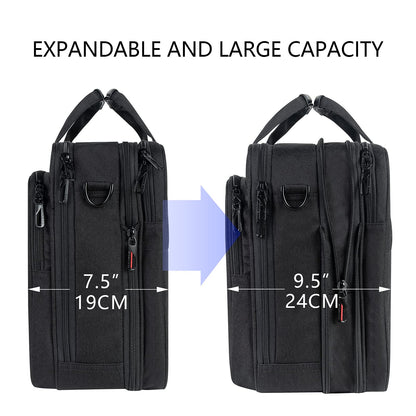 VANKEAN Laptop Briefcase Premium Laptop Case Fits Up to 17.3 Inch Business Shoulder Bag Laptop Expandable Water-Repellent Messenger Bag for Men/ Women Computer Bag for Travel/ Business/ Black