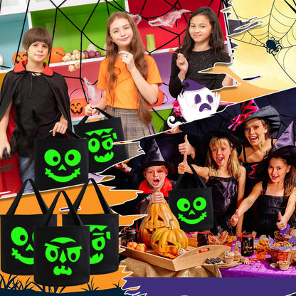JCJ 3PCS Trick or Treat Bags Halloween Basket Candy Bucket Multipurpose Portable Collapsible Reusable Goody Bucket for Kids Halloween Party Favor