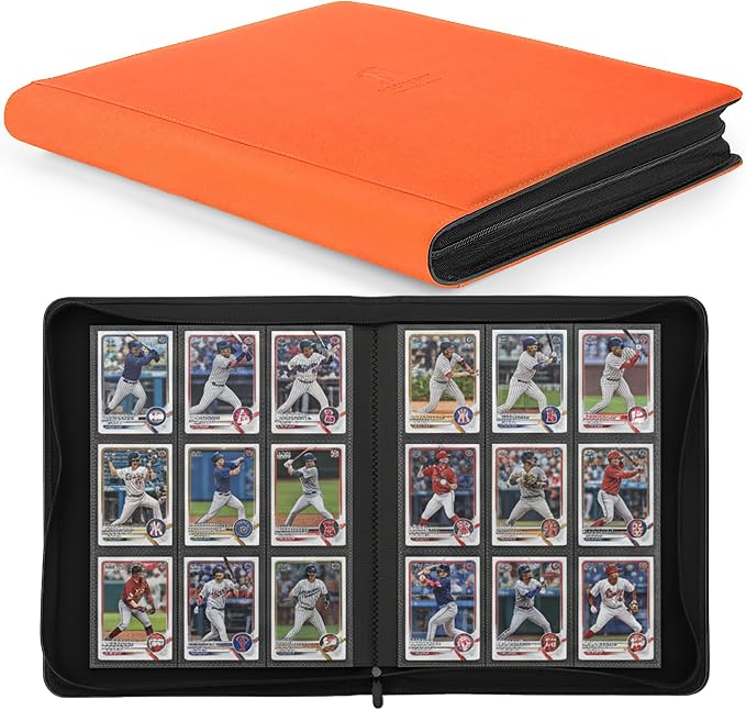 Trading Card Binder, Premium 9 Pocket 540 Double Sided Pocket Collection Binder, Card Album for TCG Card Holder for Game Card, Sports Card, Yugioh, MTG etc(Orange)