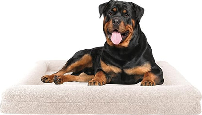 Orthopedic Dog Bed - 45in Large Dog Bed with Supportive Bolster, Nonslip Bottom, and Removable Washable Cover - Memory Foam Pet Beds for Large Dogs - Dog Products by PETMAKER (Cream)