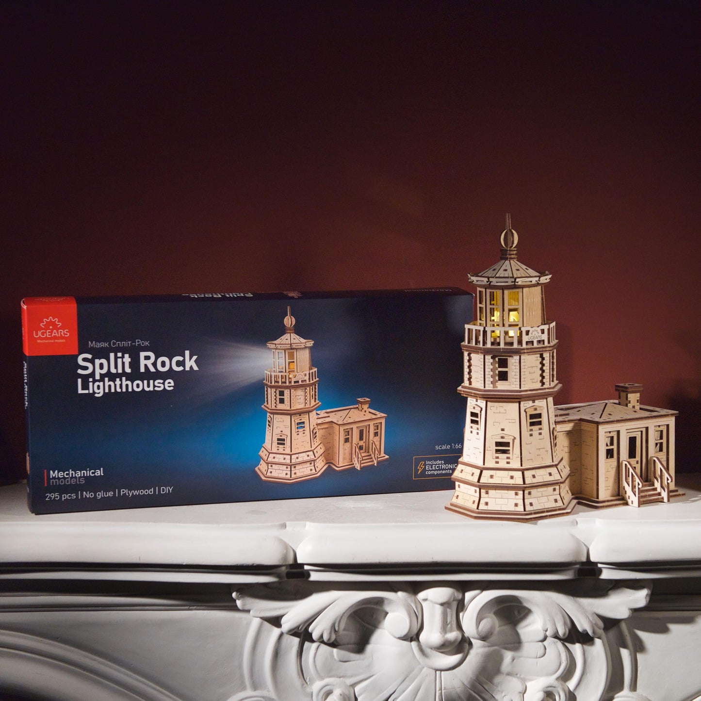 UGEARS Split Rock Lighthouse 3D Wooden Puzzles for Adults – Wooden Model Kits for Adults, Crafts for Adult, Model Kits to Build, Wooden 3D DIY Model Brain Teaser, Hobby Set