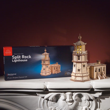 UGEARS Split Rock Lighthouse 3D Wooden Puzzles for Adults – Wooden Model Kits for Adults, Crafts for Adult, Model Kits to Build, Wooden 3D DIY Model Brain Teaser, Hobby Set