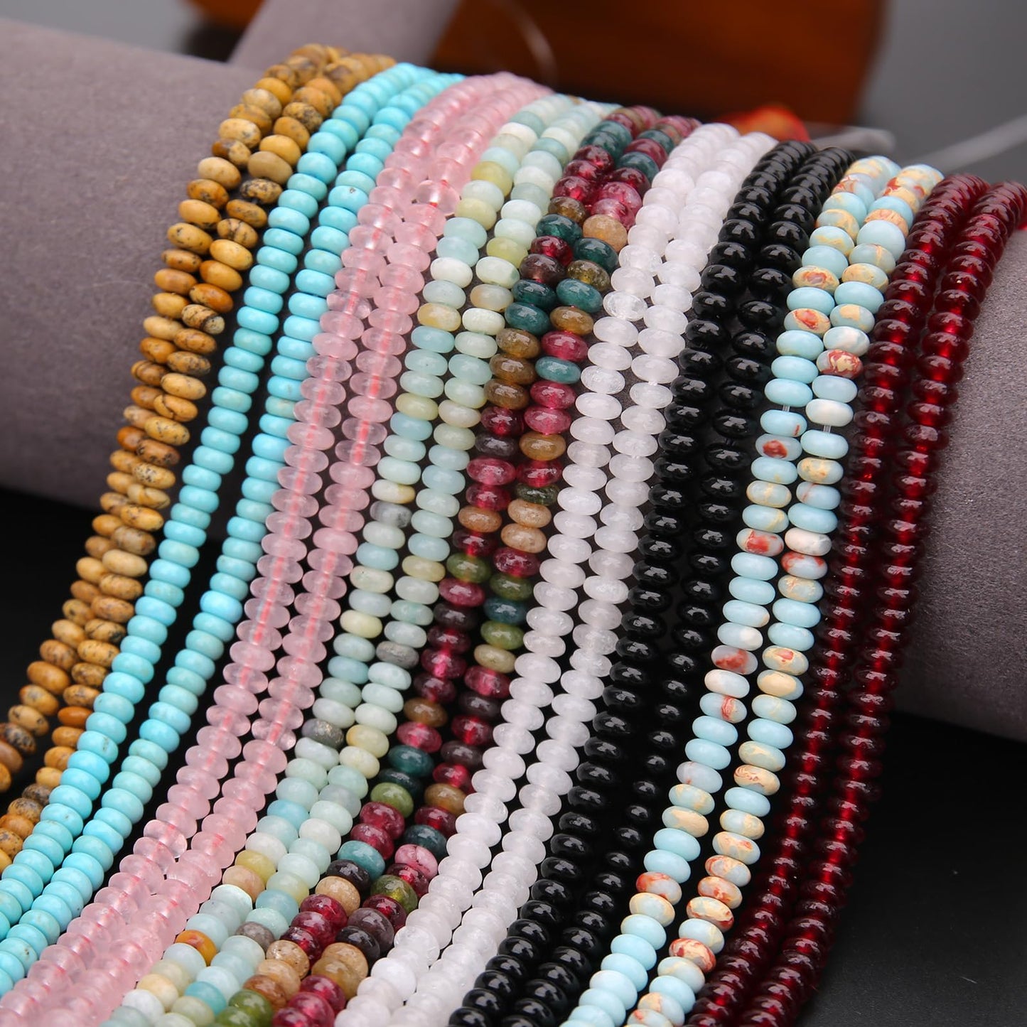 BONNY BOXX 1 Strand (150PCs) Natural 2 * 4mm Amazonite Rondelle Beads, Natural Abacus Disk Stone Beads Loose Spacer Gemstone for DIY Bracelet Necklace Jewelry Making