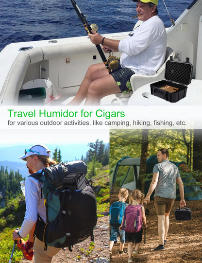 Tnqhuq Travel Humidor for Cigars Cigar Holder Case Portable Humidors for Cigars Travel Cigar Carrying Case for Men & Women (Holds Up To 21 Cigars)