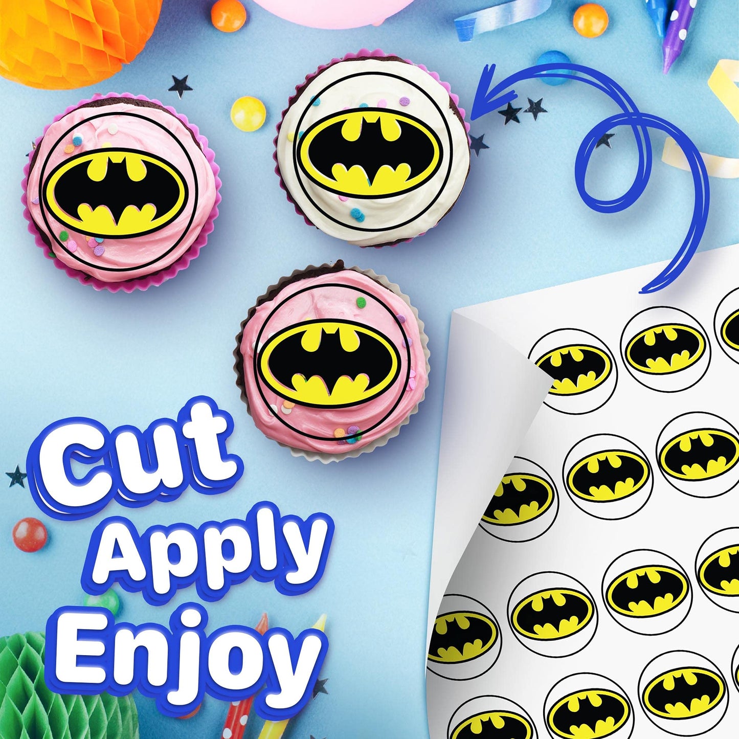 30 x Edible Cupcake Toppers - Bat M Themed Collection of Edible Cake Decorations