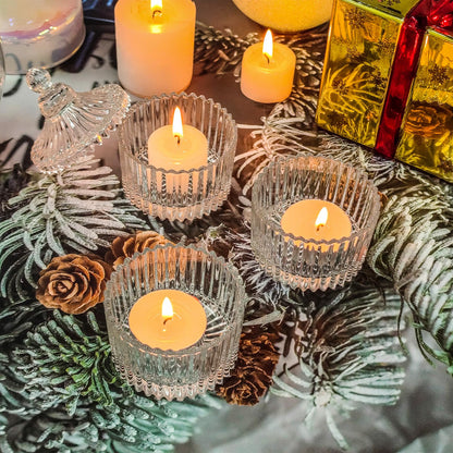 Votive Candle Holders Set of 16, Glass Candle Jars with Lids, Tealight Candle Holder for Wedding, Table Centerpiece, Home Decor