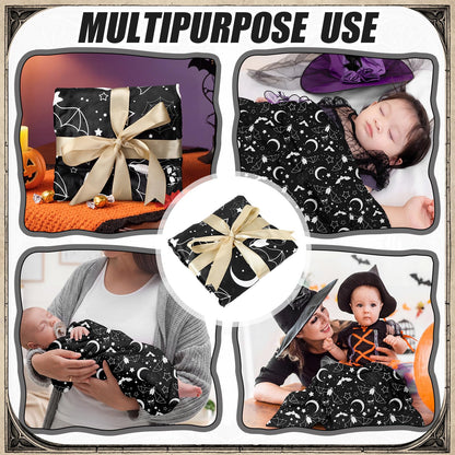 Gilprop Halloween Gothic Baby Blanket Soft Bat Moon Flannel Newborn Gothic Throw Blanket Goth Stuff for Newborn Girls Boys Nursery Halloween Bedroom Sofa Crib Decor 40 x 30 Inch