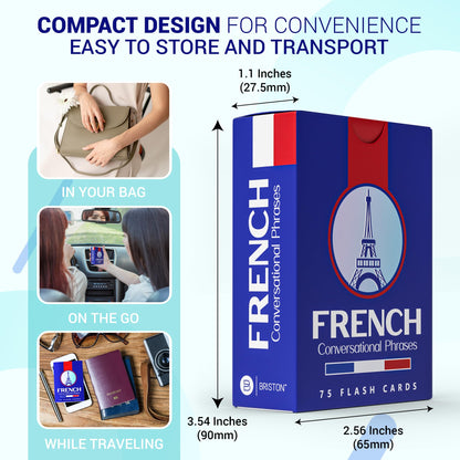 French Conversational Phrases Flash Cards – 75 Everyday Sayings with Audio & Pronunciation Guide – Language Learning Tool for Students, Travelers & Adults – Briston French Edition