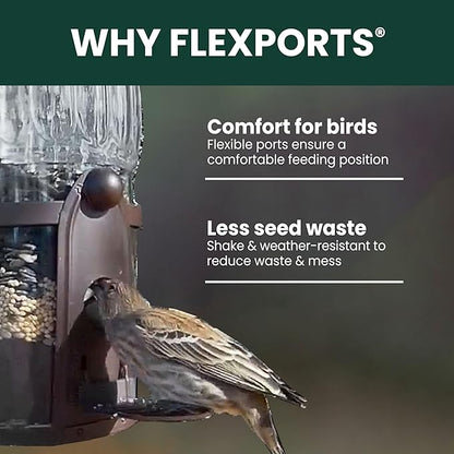 Perky-Pet 334-1SR Squirrel-Be-Gone Max Large Wild Bird Feeder with Flexports, Squirrel Proof Bird Feeder with Weight-Activated Perches - 4LB Seed Capacity