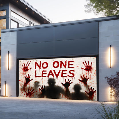 IVN Halloween Garage Door Garland 13x6ft No One Leaves Zombie Hands Bloody Wall Cover Porch Hanging Garland Outdoor Indoor Spooky Party Decorations