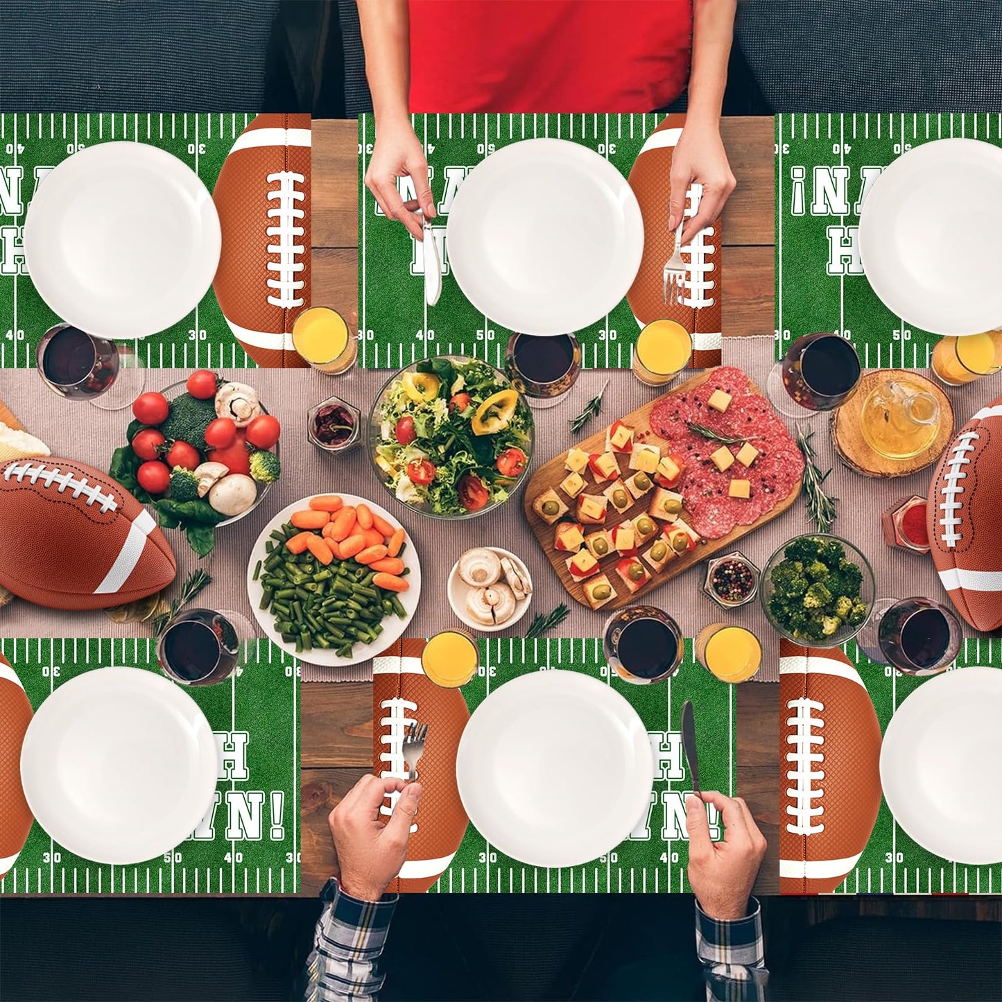 CHAROUP 50 Pack Disposable Football Paper Placemats, Football Theme Table Mats 16x11 inch Rugby Disposable Placement Mats for Outdoor Sport Theme Party Supplies Kitchen Dining Table Decoration