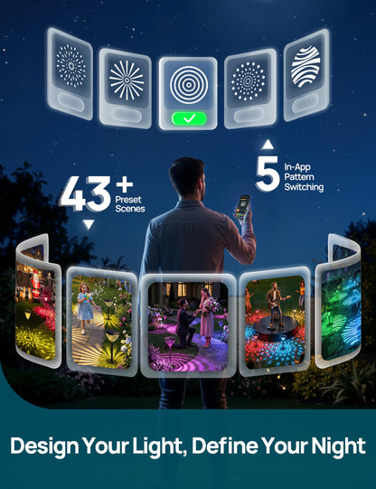 Linkind Smart Solar Pathway Lights SP6, App/Voice Control Solar Lights Outdoor Waterproof, 43+ Preset Scenes, Cool/Warm White/Color-Changing Outdoor Garden Lights for Yard, Patio, 4 Pack