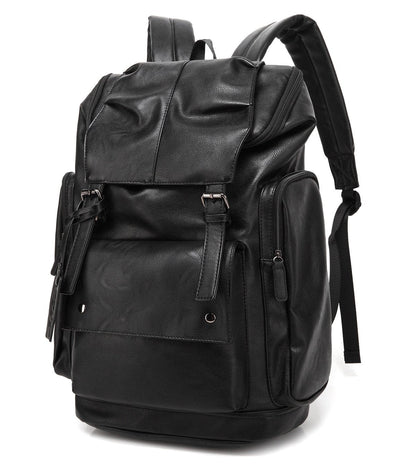 Baosha BP-16 PU Leather Casual Backpack 15.6inch Laptop Backpack Travel Backpack Hiking Comping Backpack Daypack Black