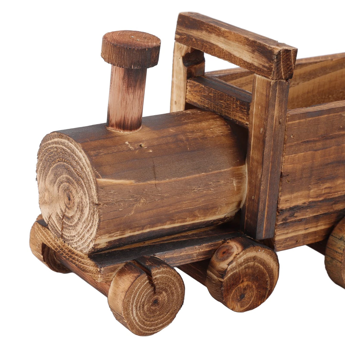 Hapivida Wooden Flower Pot, Train Shape Succulent Plants Containers Retro Plant Potted Bonsai Planter Cute Small Funny Plant Pots