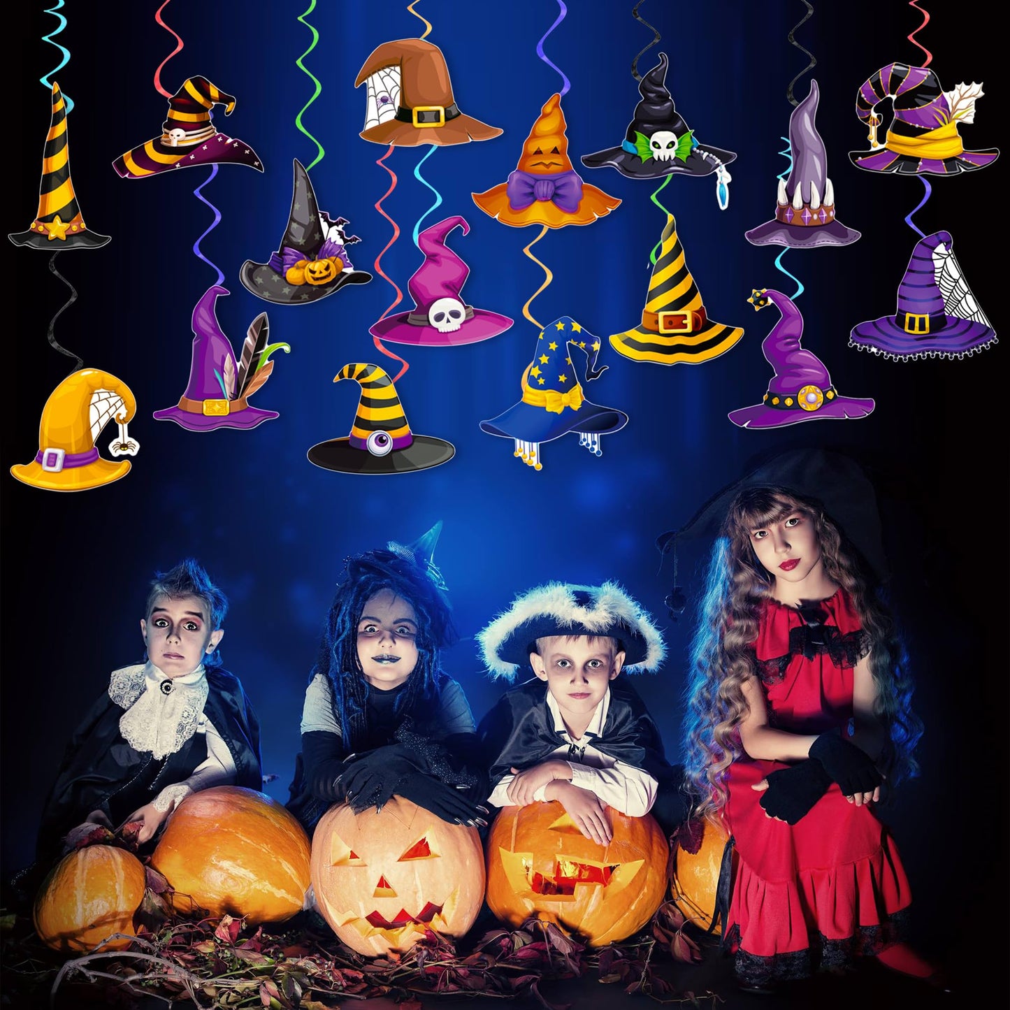Halloween Witch Hat Hanging Swirls Witch Theme Party Decorations 20PCS Witch Hats Hanging Streamers Halloween Wizard Hat Decor for Spooky Scary Birthday Baby Shower Supplies