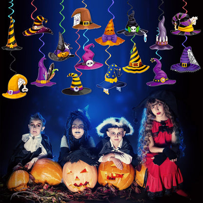 Halloween Witch Hat Hanging Swirls Witch Theme Party Decorations 20PCS Witch Hats Hanging Streamers Halloween Wizard Hat Decor for Spooky Scary Birthday Baby Shower Supplies