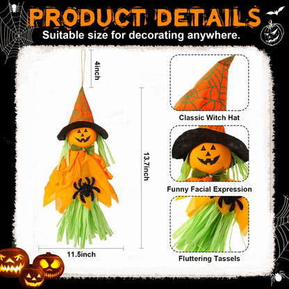 Zomiboo 9 Pack Halloween Decoration Hanging Ghost Pumpkins Decorations Tree Scary Pumpkin Witch Spider Bat Straw Windsock Pendant for Patio Lawn Garden Spooky Party