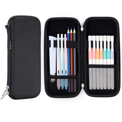 iDream365 Upgraded Hard Pencil Case Box for Adults,Durable Pen Carrying Case with Zipper-Black