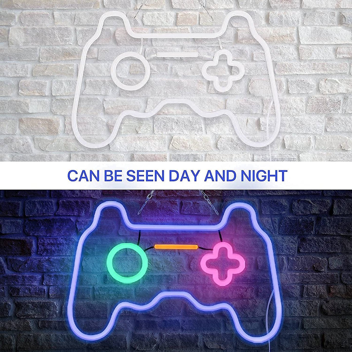 Led Dimmable Neon Signs Wall Decorations For Living Room|Bedroom Gamepad Controller Shape Lights Game Room Decor Accessories Cool Teen Boys|Girls|Kids Gamer Gifts