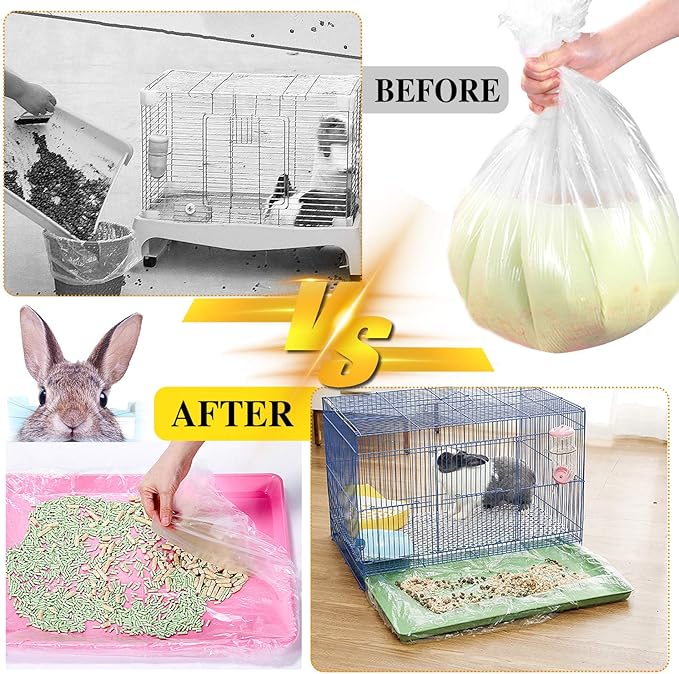 upcessory 50 pcs Disposable Cage Liners, Clear Plastic Rabbit Cage Liner Bag, Universal Toilet Film for Bunny, Hamster, Totoro, Hedgehog, Guinea Pig and Small Animals.