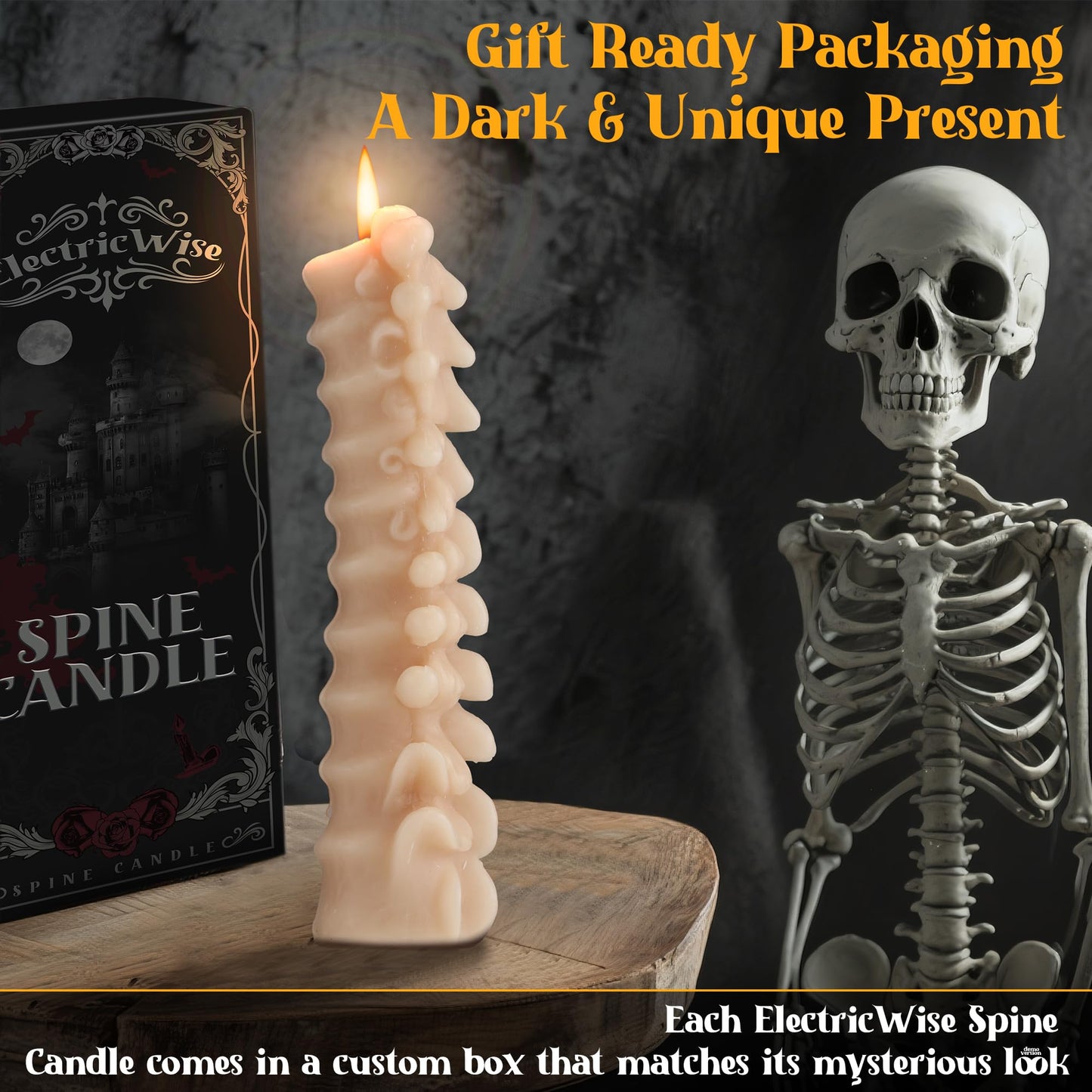 ElectricWise Spine Candle, Spooky Candle for Gothic Decor Gift, Christmas Premium Natural Scented Beeswax with Cotton Wick for Parties, Home, Rituals, Gift, Halloween Decorations