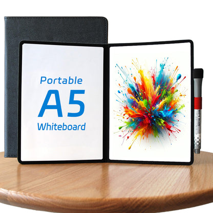 iNenya A5 Pocket White Board - Double-Sided Dry Erase Board 8x6 inch - Ultra-Thin 0.3" Portable Whiteboard with Markers & Erase | Anti-Ghosting Surface for Office Home School Student(Double-A5 Black)