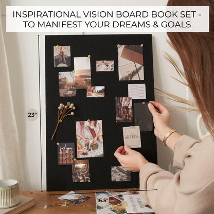 Inspirational Vision Board Kit – Complete Set with Vision Board Book & Felt Board, Motivational Pictures & Quotes to Map Your Goals & Dreams - The Perfect Supplies to Visualize Goal Setting & Success
