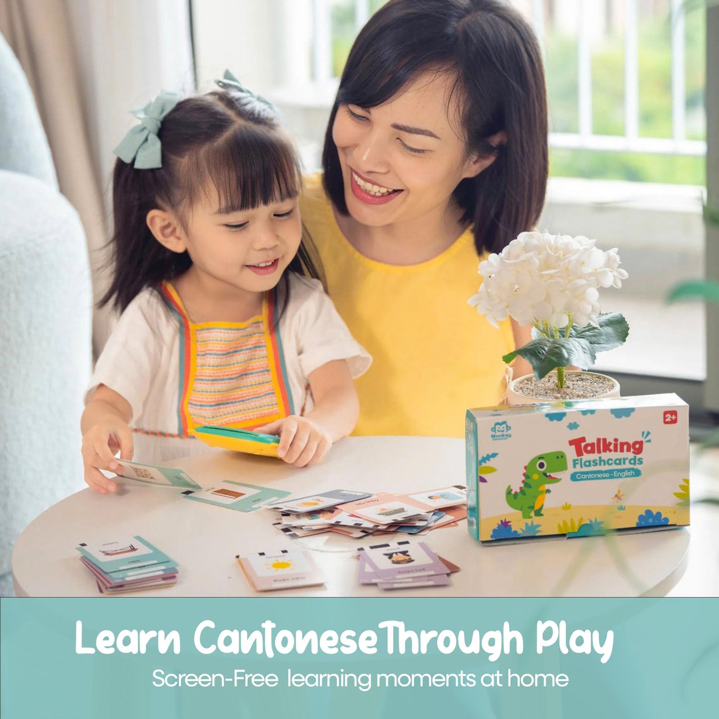 Monkey & Bananas | Cantonese–English Talking Flash Cards | Traditional Chinese & Jyutping | Bilingual Toy for Toddlers & Beginner Learners | 224 Words, 18 Themes | Screen-Free | Ages 2–6